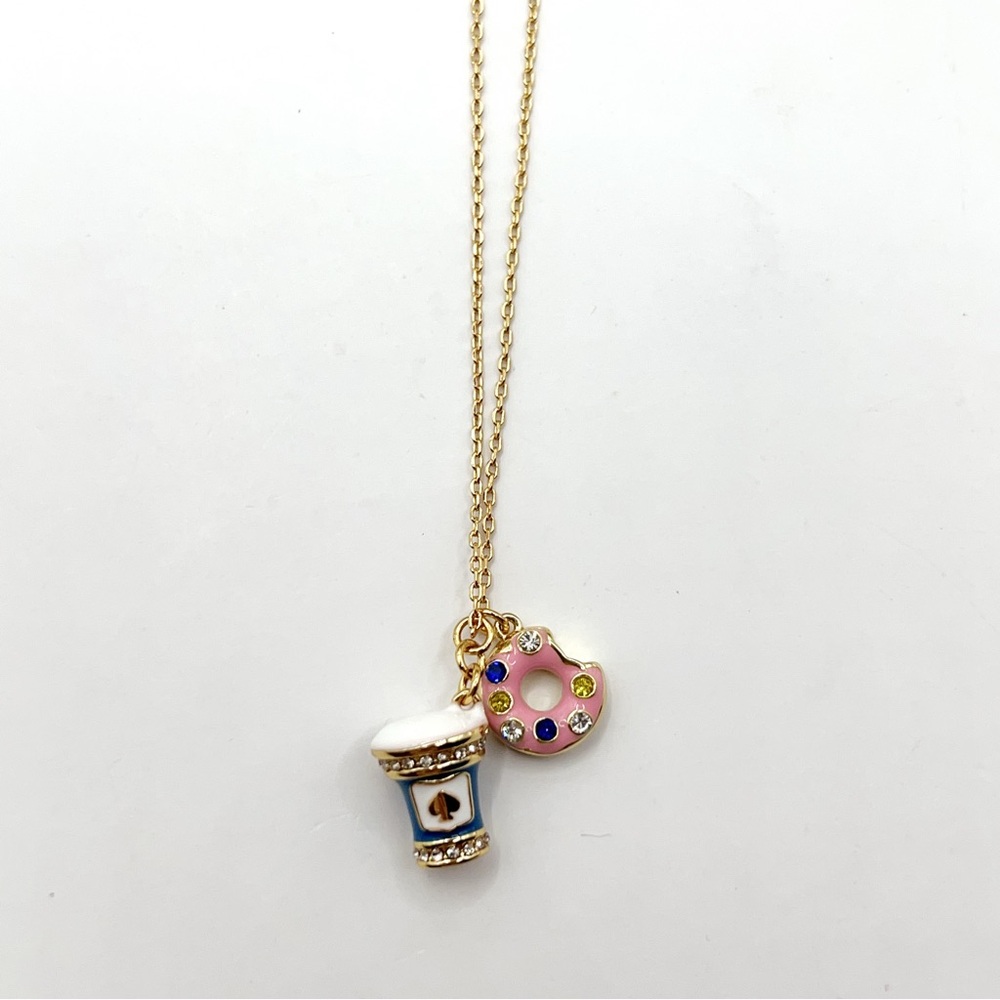 KS812-Kate Spade donut and drink necklace
